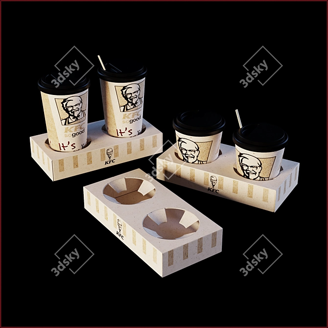 KFC Coffee Cups: Classic Design with Accessories 3D model image 4