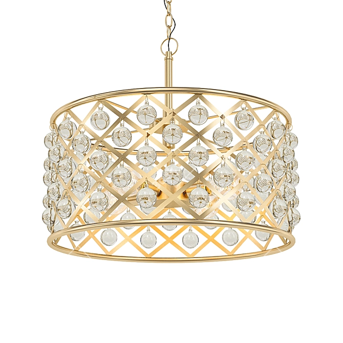 Modern Brass Hoop Chandelier 3D model image 1