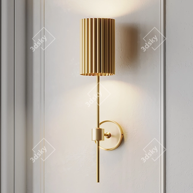 Elegant Fluted Gold Wall Sconce 3D model image 1