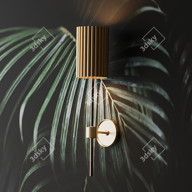 Elegant Fluted Gold Wall Sconce 3D model image 4