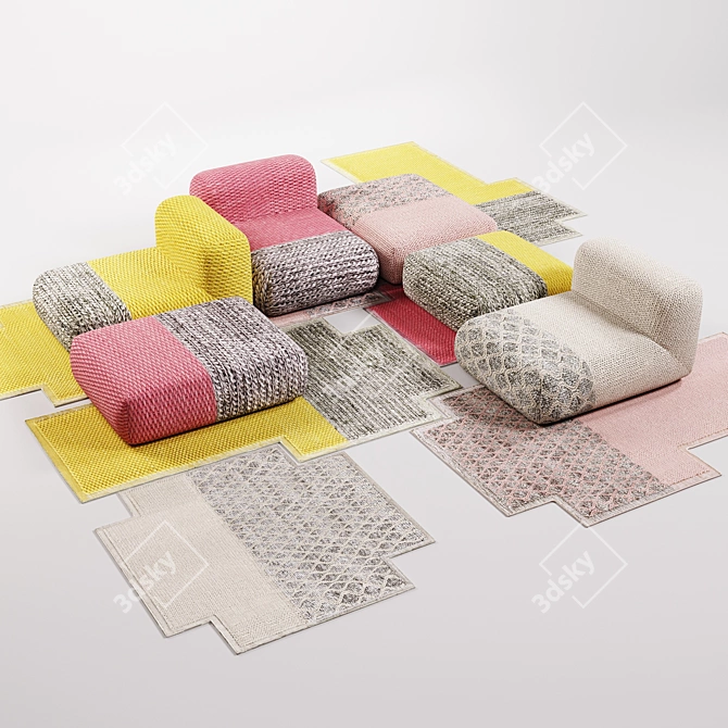 Mangas Collection: Rug & Poufs by Patricia Urquiola 3D model image 1