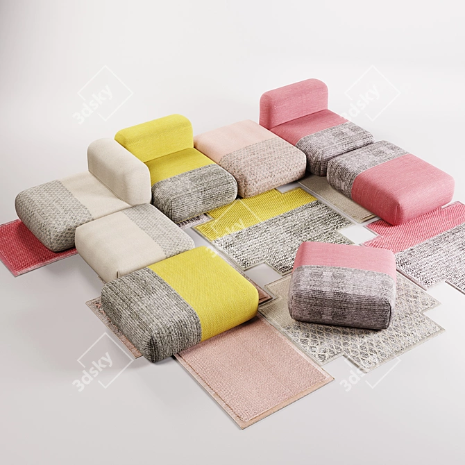 Mangas Collection: Rug & Poufs by Patricia Urquiola 3D model image 5