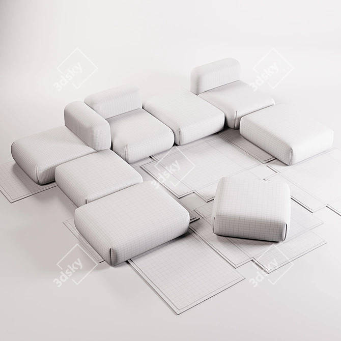 Mangas Collection: Rug & Poufs by Patricia Urquiola 3D model image 7
