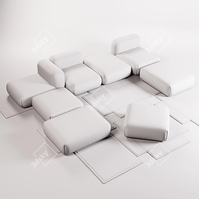 Mangas Collection: Rug & Poufs by Patricia Urquiola 3D model image 12