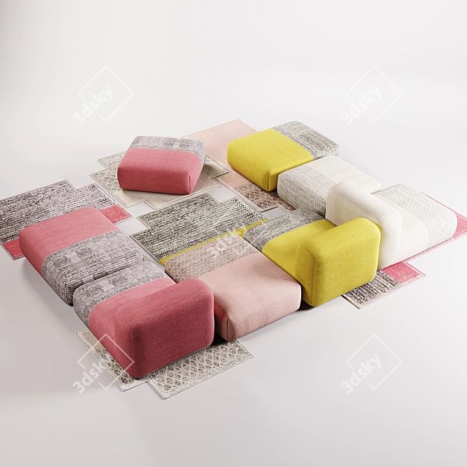 Mangas Collection: Rug & Poufs by Patricia Urquiola 3D model image 13