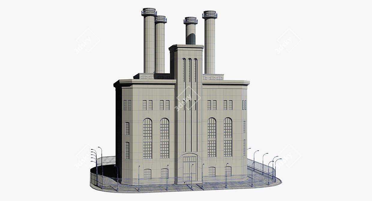 Vintage Industrial Factory Model 3D model image 4