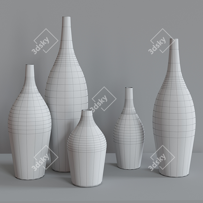 Elegant Floral Vase Set 3D model image 2