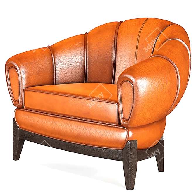 Sleek Leather Sao Armchair 3D model image 1