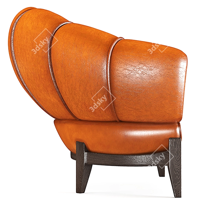 Sleek Leather Sao Armchair 3D model image 2