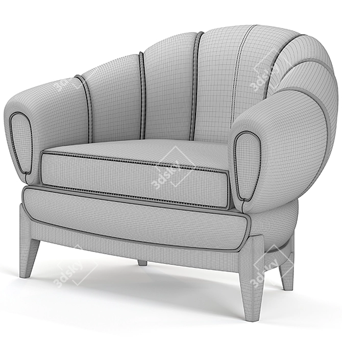 Sleek Leather Sao Armchair 3D model image 3