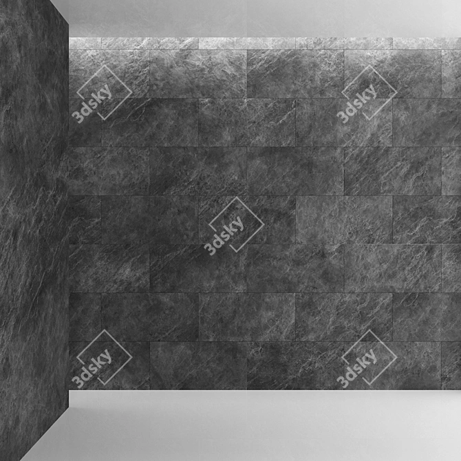 Black Slate Stone Panels - High-Quality Material & Textures 3D model image 2