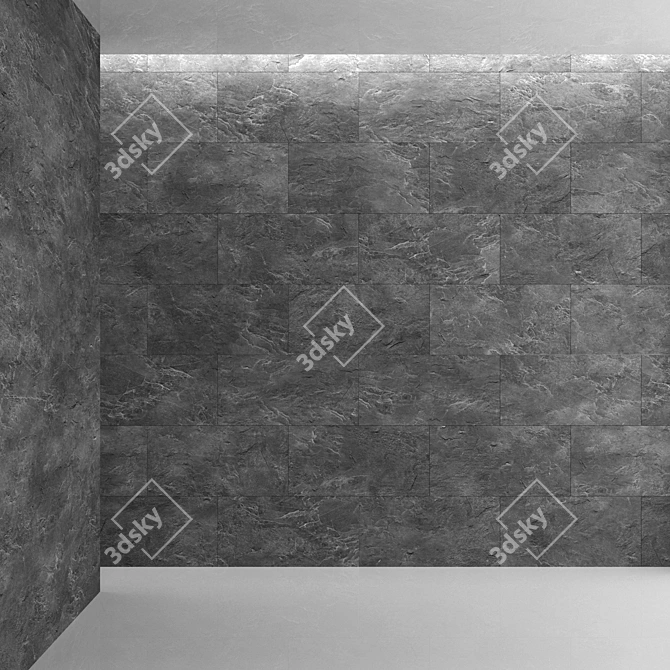 Sleek Black Slate Paneling 3D model image 2