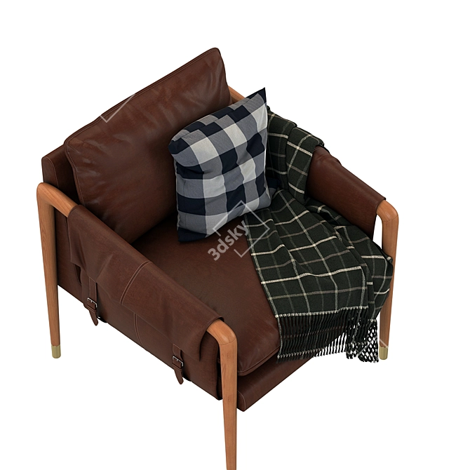 Sleek Havana Leather Chair 3D model image 3