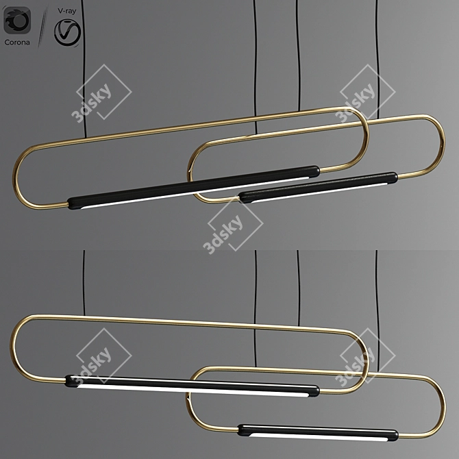 Sleek Link LED Pendant Light 3D model image 2