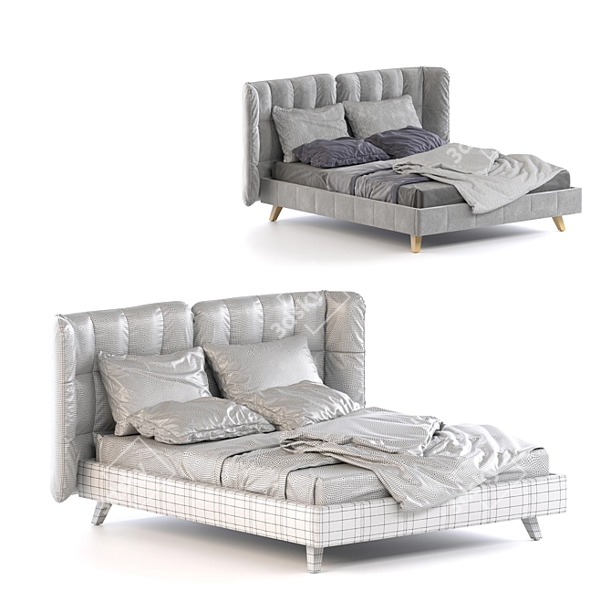 Elegant Callisto Bed: W 1780mm, D 2150mm, H 1130mm. 3D model image 3