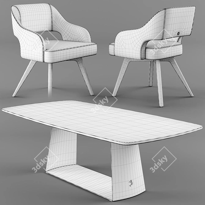 Modern Adria Velvet Chair with Teseo Marble Table 3D model image 5