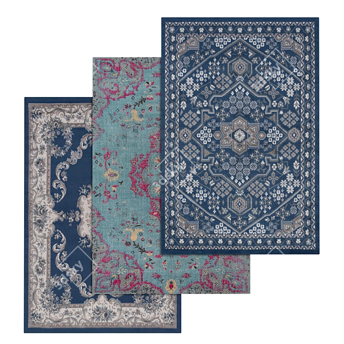 Versatile 3-Piece Carpet Set 3D model image 1