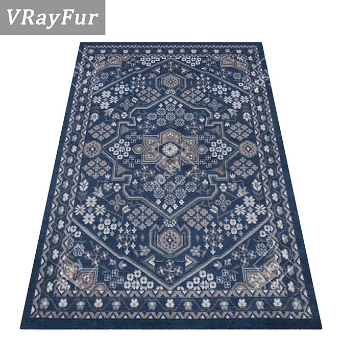 Versatile 3-Piece Carpet Set 3D model image 2