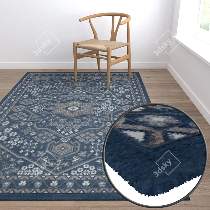 Versatile 3-Piece Carpet Set 3D model image 5