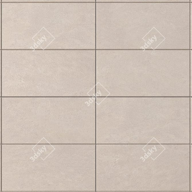 Basalt Beige Concrete Wall Tiles Set 3D model image 2