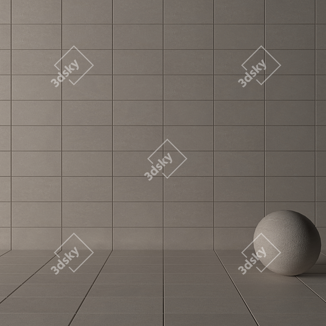 Basalt Beige Concrete Wall Tiles Set 3D model image 3