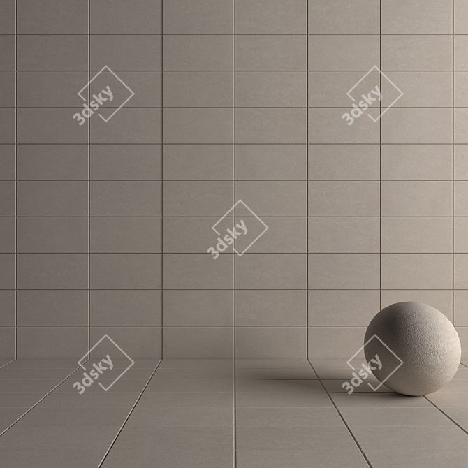 Basalt Beige Concrete Wall Tiles Set 3D model image 4