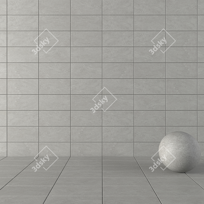 Basalt Fume Concrete Wall Tiles Set 3D model image 1