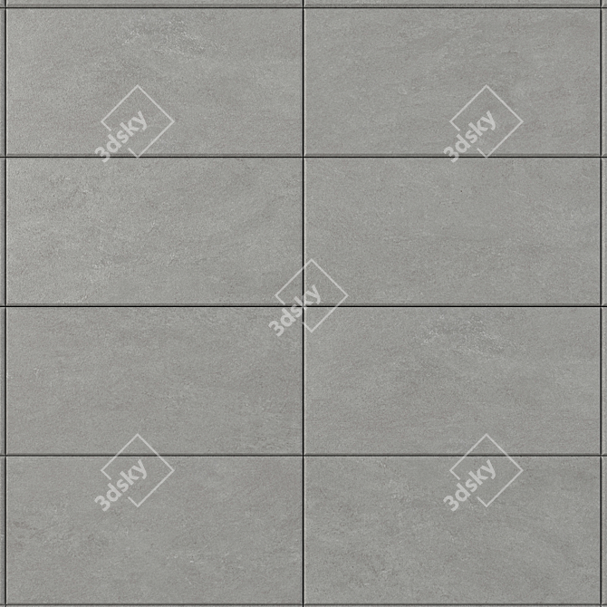 Basalt Fume Concrete Wall Tiles Set 3D model image 2