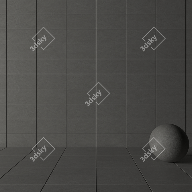 Basalt Fume Concrete Wall Tiles Set 3D model image 3