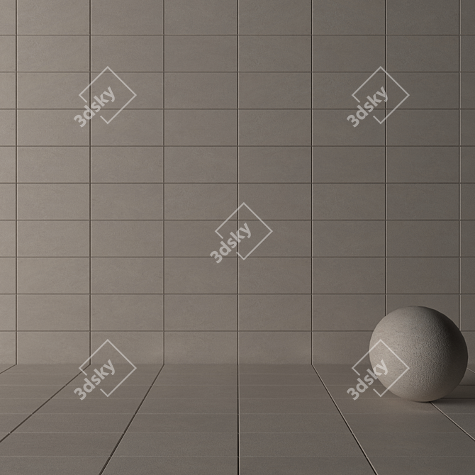 Basalt Beige Concrete Wall Tiles: Set of 6 HD Textures 3D model image 3