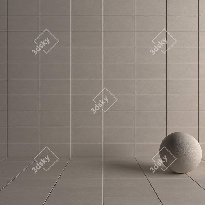 Basalt Beige Concrete Wall Tiles: Set of 6 HD Textures 3D model image 4