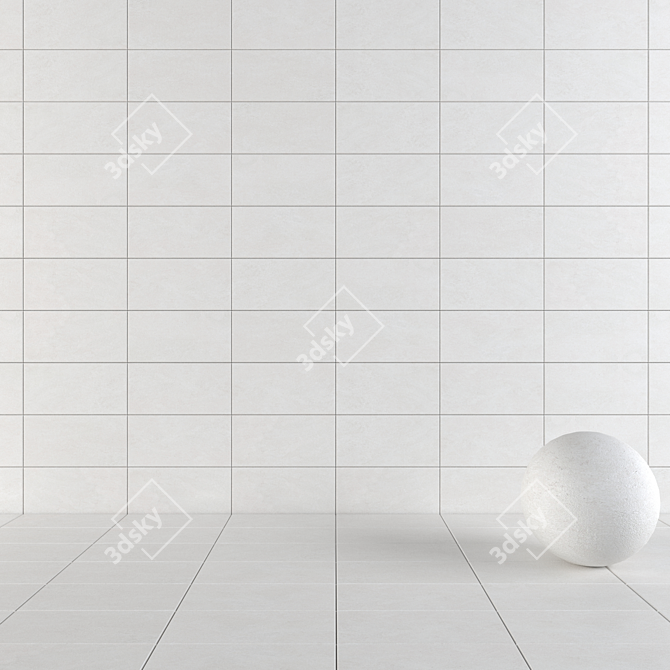 Basalt White Concrete Wall Tiles 3D model image 1