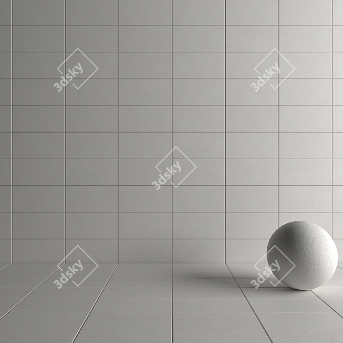 Basalt White Concrete Wall Tiles 3D model image 4