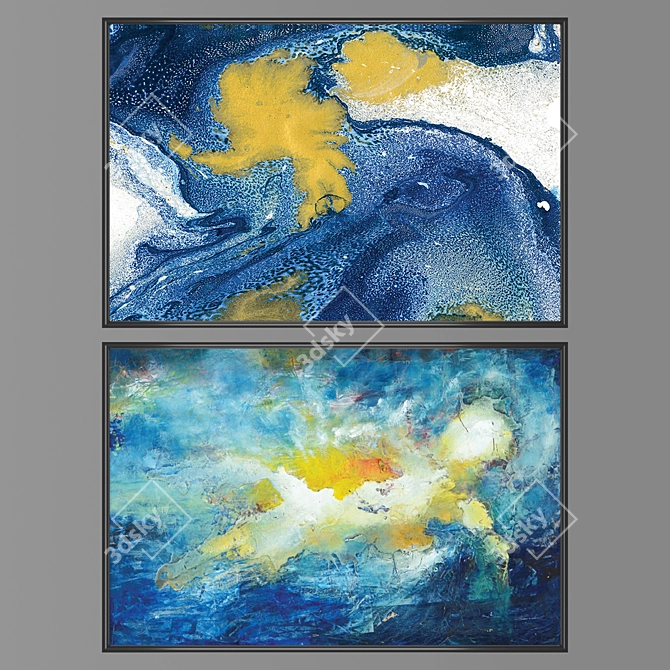 Wall Art Set: No. 1160 - 2 Paintings with 4 Frame Options 3D model image 1