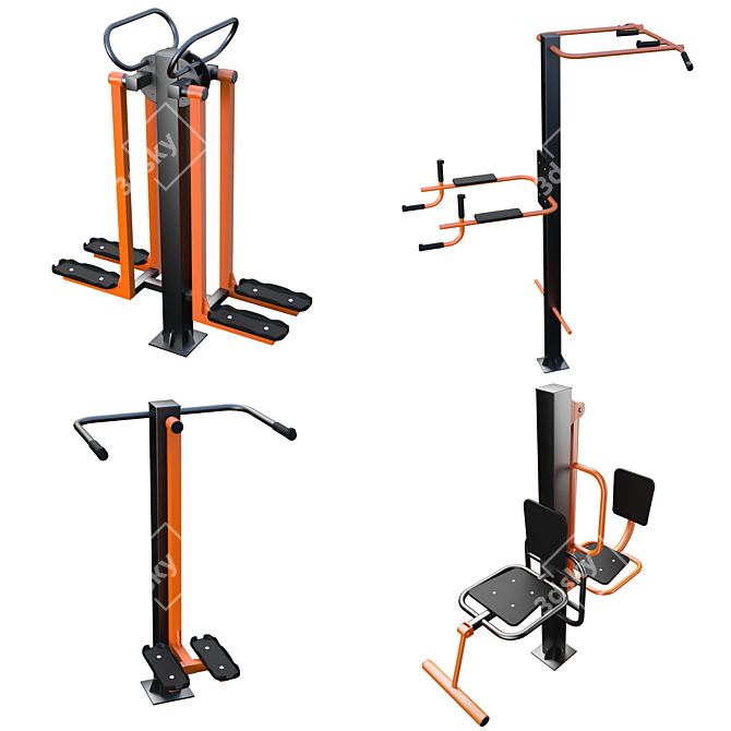 Portable Street Fitness Equipment 3D model image 1