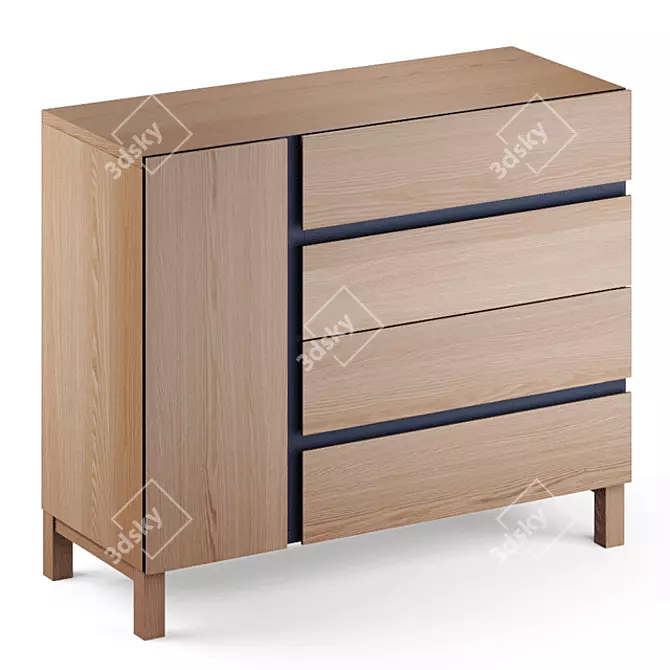 Xander Ash & Navy Blue Chest: Stylish Storage Solution 3D model image 1