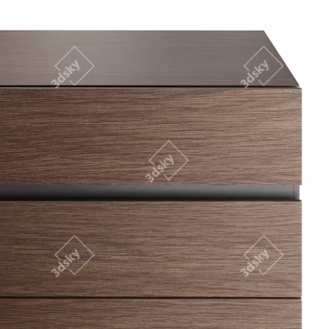 Xander Walnut Wide Chest Drawers 3D model image 2