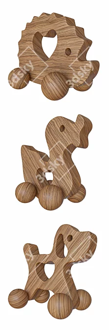 Elegant Wooden Wheelchair 3D model image 3