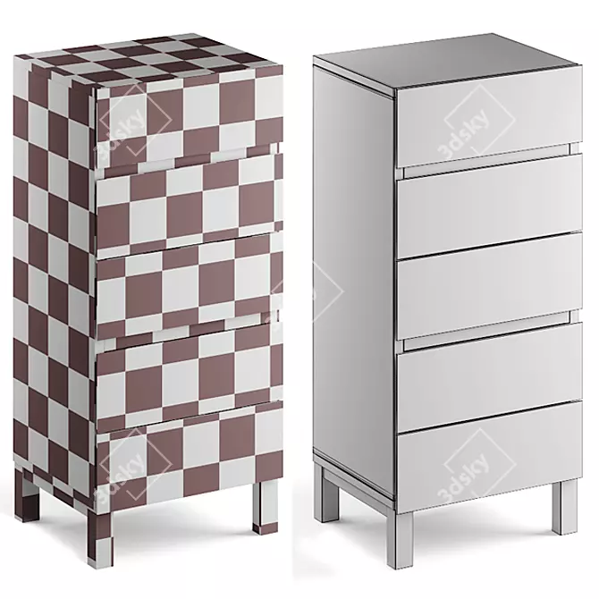 Xander Walnut Chest of Drawers 3D model image 2