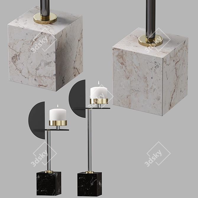 Elegant Pranav Candlesticks: Enhance Your Decor 3D model image 4