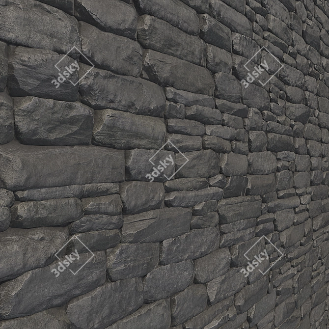 6K Tileable Textures: Black Stone Wall Brick04 & Cobblestone (Corona & Vray) 3D model image 1