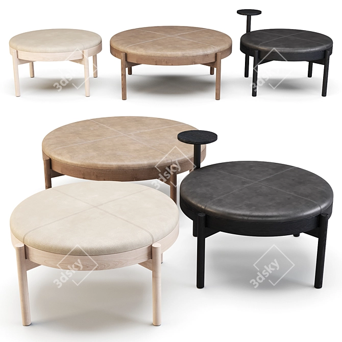 Hygge Ottomans: Stylish and Spacious Seating 3D model image 1