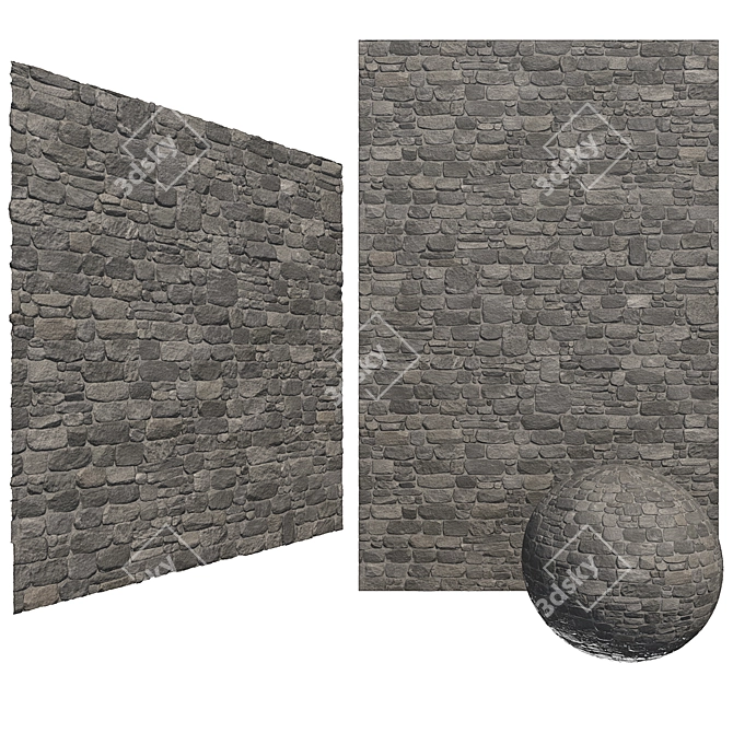 Grey Stone Wall Brick: 6K Tileable Textures 3D model image 1