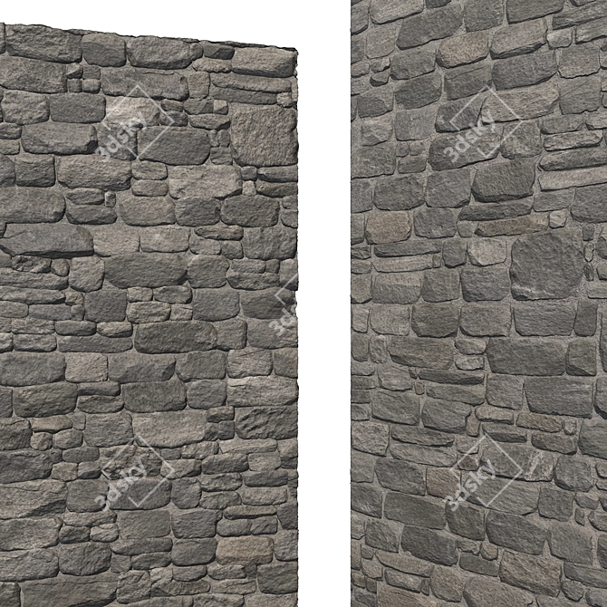 Grey Stone Wall Brick: 6K Tileable Textures 3D model image 4