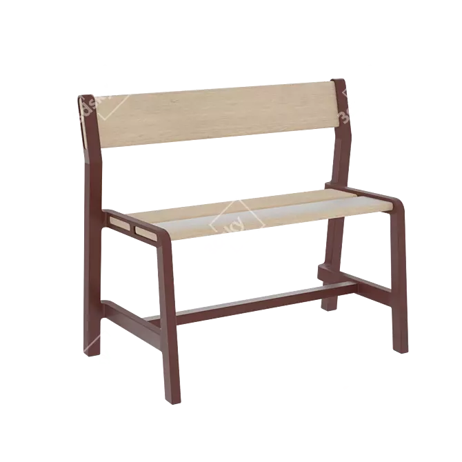 YPPERLIG Children's Bench: Beech & Dark Red 3D model image 1