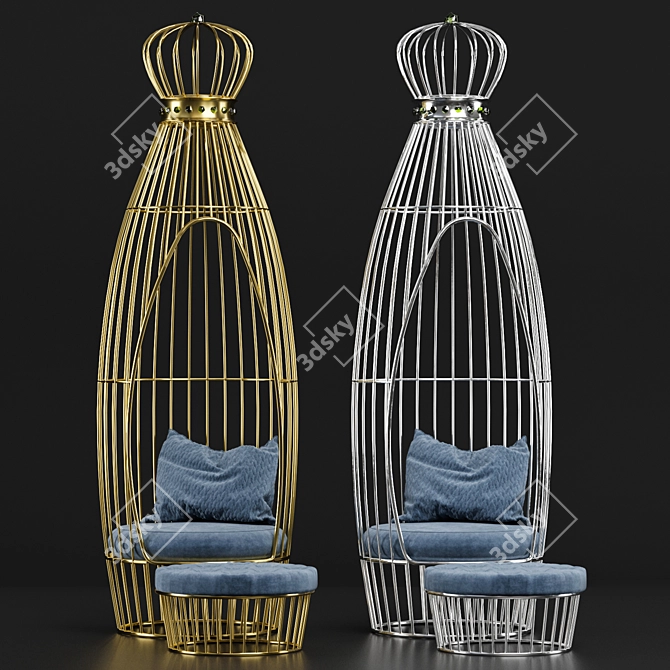 Regal Birdcage Throne 3D model image 1