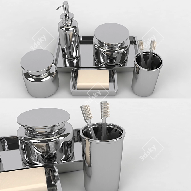 Restoration Hardware Metal Bath Set 3D model image 2