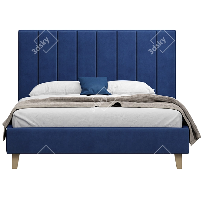 Luxury Velvet Blue Sofa Bed 3D model image 3