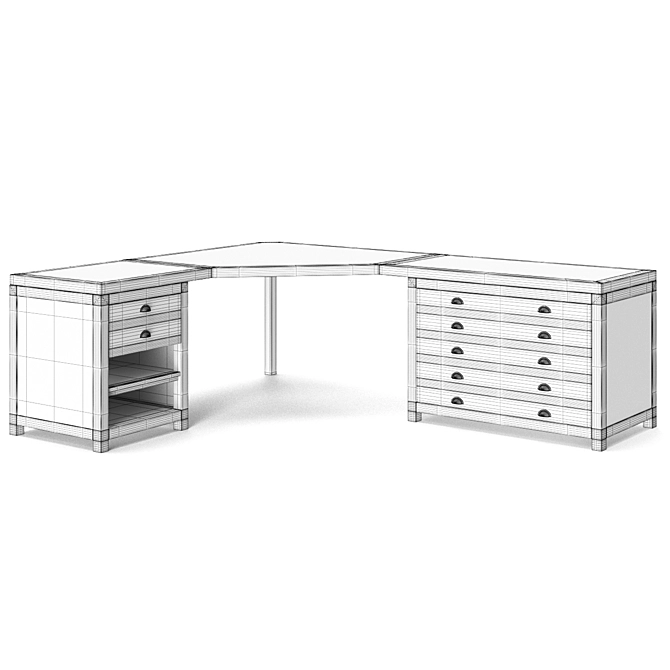 Resto Hardware Printmaker Modular Desk 3D model image 5