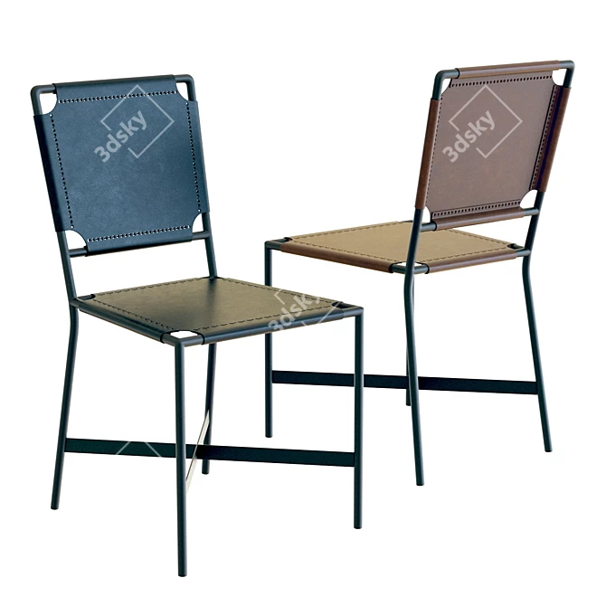 Sleek Leather Dining Chair: Crate & Barrel Laredo 3D model image 1